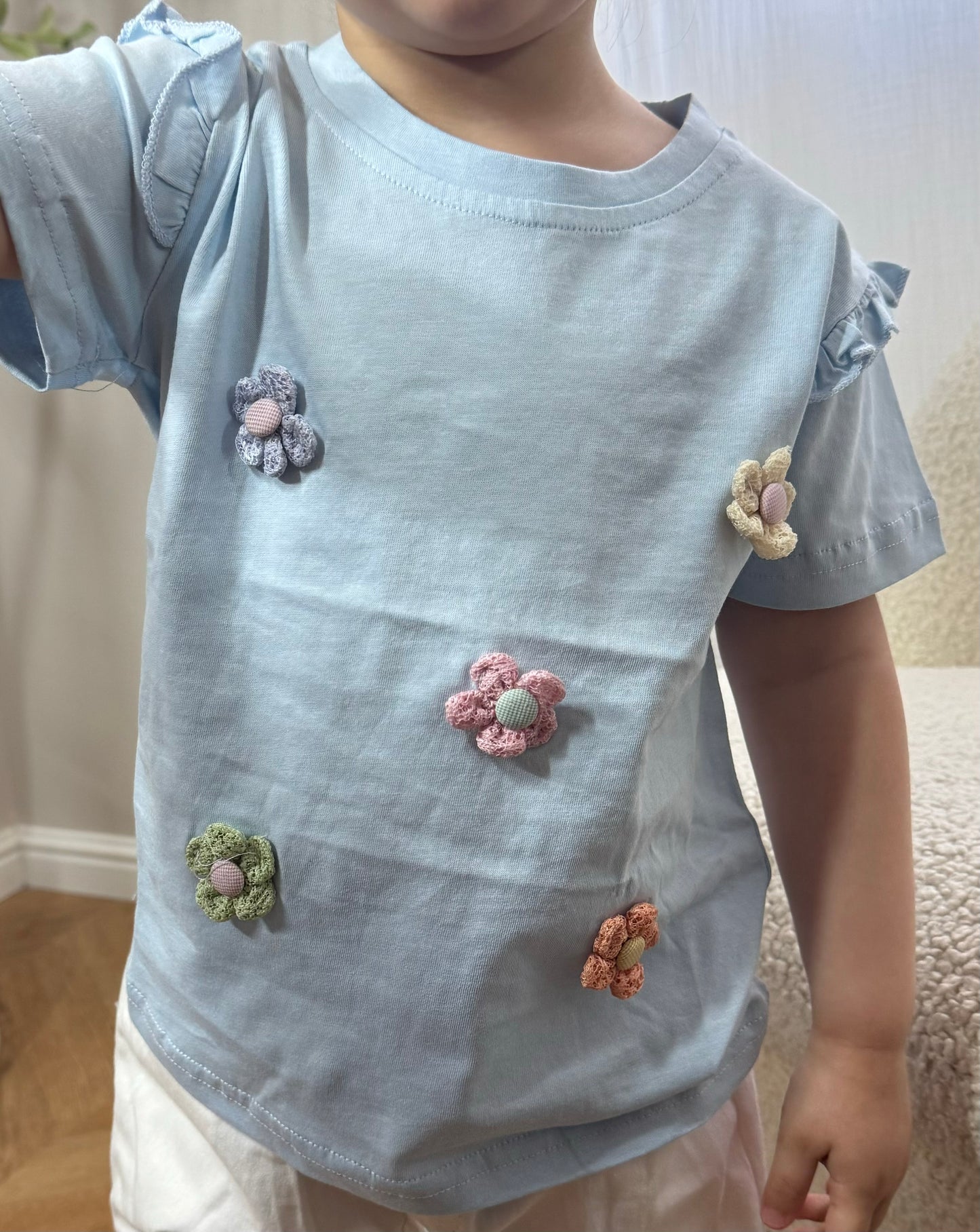 T-shirt Fleurs - Bleu