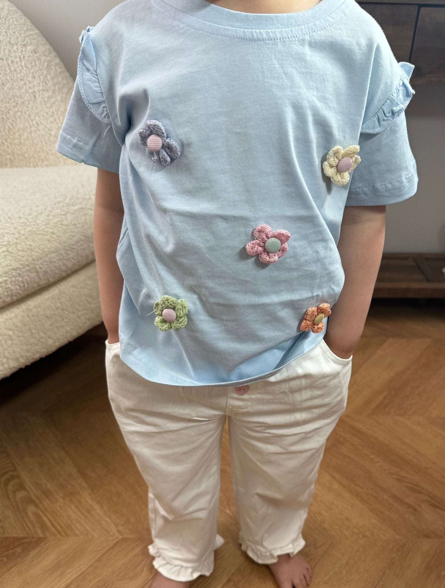 T-shirt Fleurs - Bleu