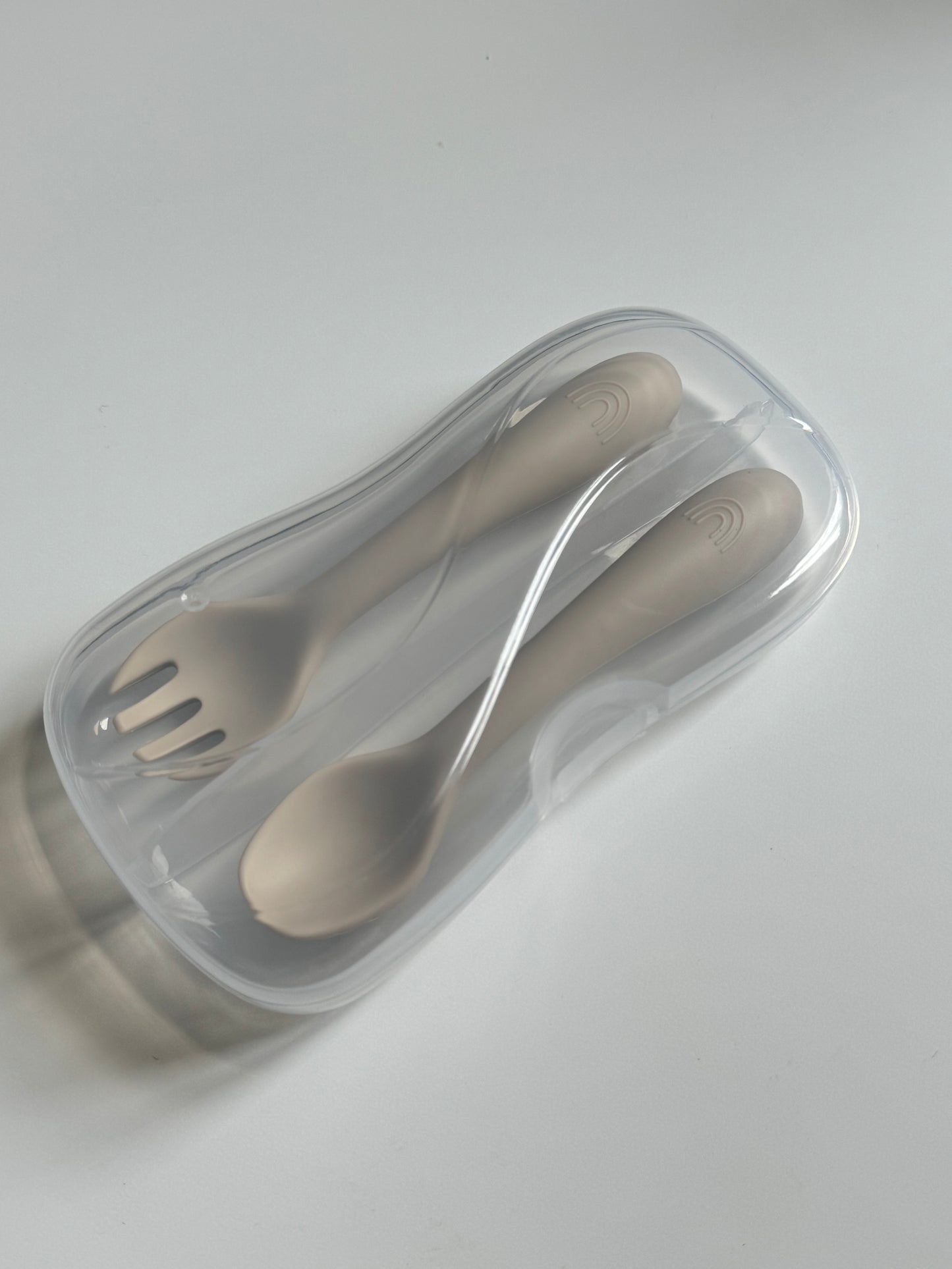 SET REPAS bol et cuillère + fourchette en silicone alimentaire - BEIGE