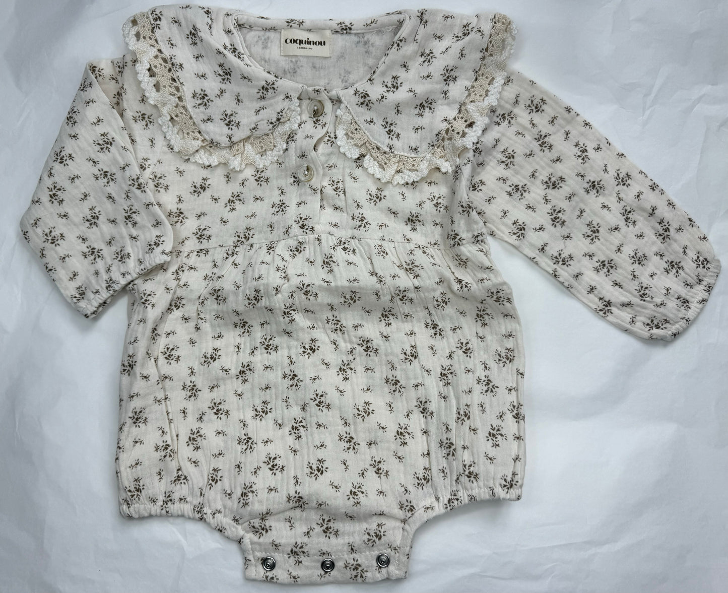 Barboteuse floral - Col Claudine - CELESTE