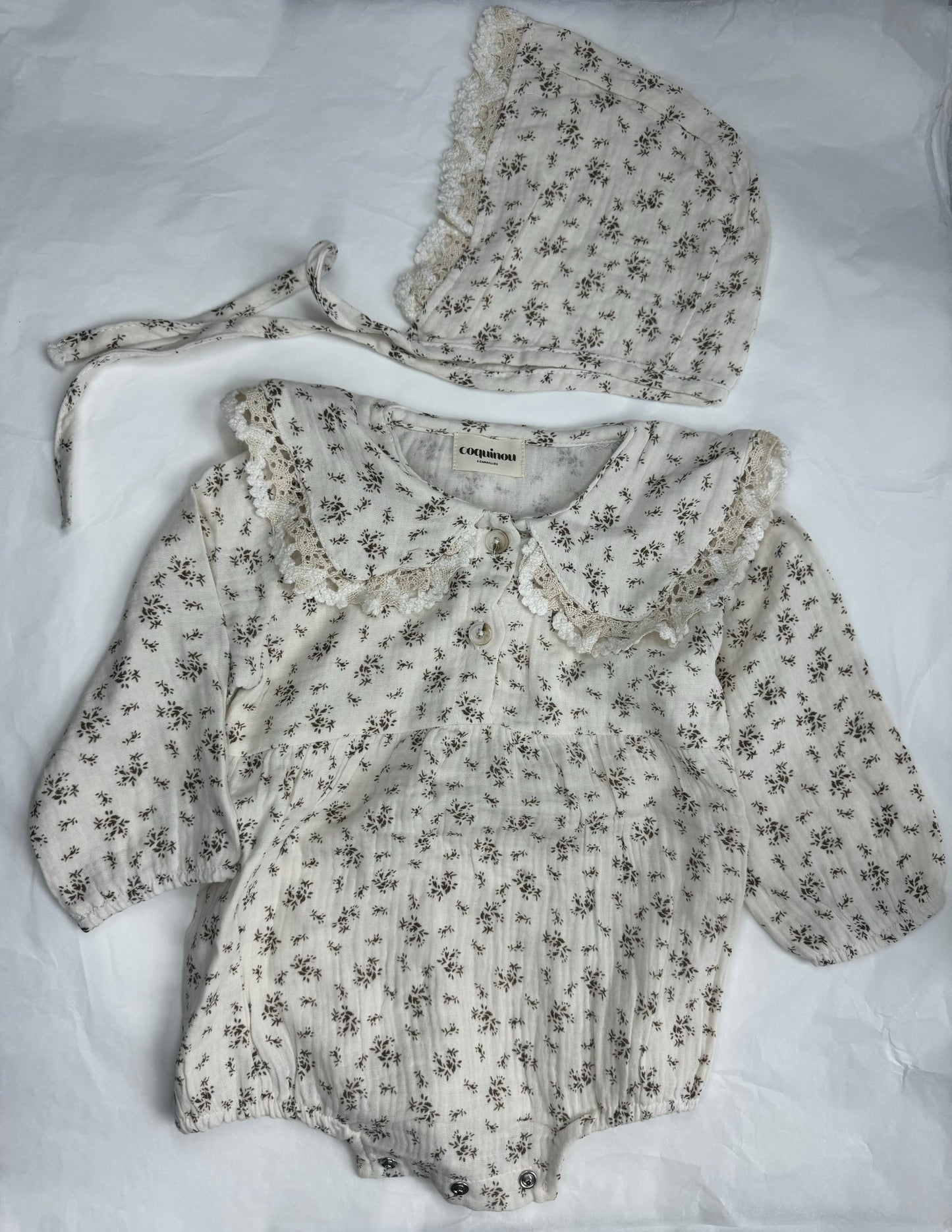 Barboteuse floral - Col Claudine - CELESTE