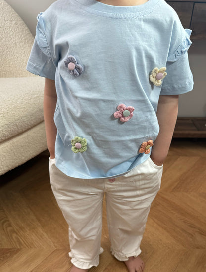 T-shirt Fleurs - Bleu