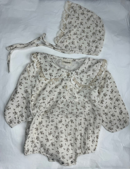 Barboteuse floral - Col Claudine - CELESTE