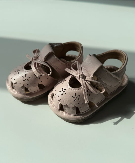Sandale simili cuir bébé - Rose pâle